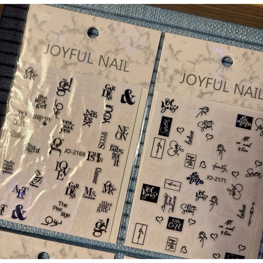 NEW Joyful Nail 5 Sheets of Black‎ & White Design Nail Art Decals